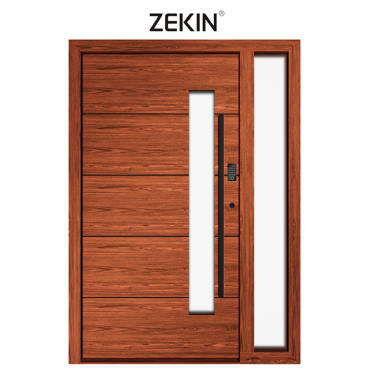 ZEKIN Entry Exterior Doors Wooden Modern Villa Home Entrance Door Aluminum Front for House Aluminum Entry Doors Smart Lock