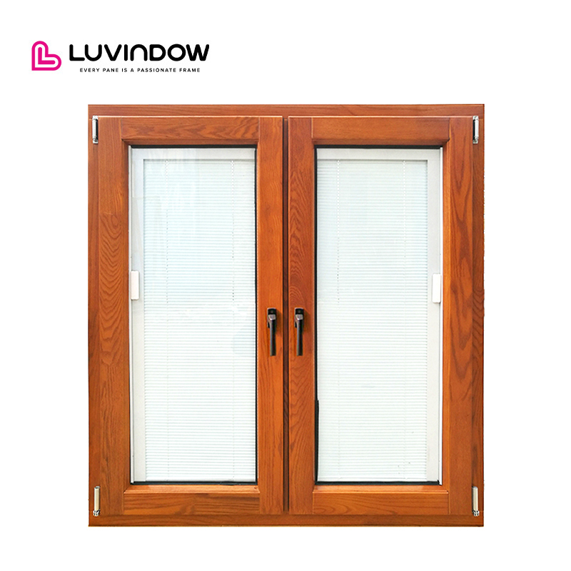 China Factory Direct Grill Design Double Figured Glass Tilt and Turn Aluminum Wood Window Arch Window