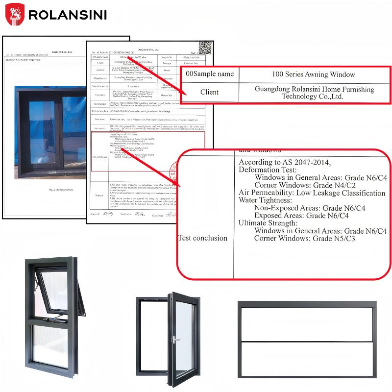 AS2047 Thermally Broken Aluminum Chain Winder Awning Windows Double Glazing Glass Black Windows For Houses