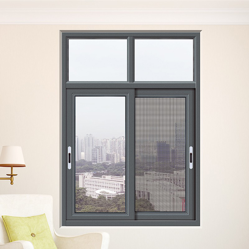 Double Glazed Aluminum Alloy Vertical Sliding Window Modern Design Stainless Steel Screen Hotel Apartment