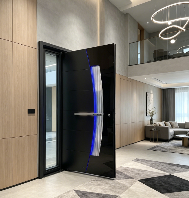 Luxury Smart Entrance Doors Cast Aluminum Metal Single Front Entry Anti Theft Aluminum Alloy Exterior Security Doors