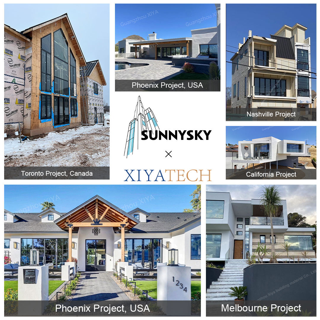 Sunnysky Custom USA Villa Building House Entrance French Swing Door Aluminum Casement Door With Mosquito
