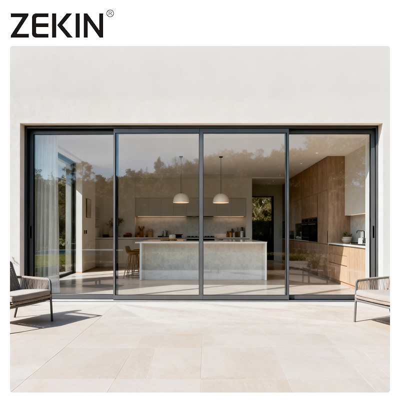 ZEKIN Double Glazed Low E Glass Soundproof Exterior Standard Windows and Doors Black Patio Aluminum Australia Sliding Door