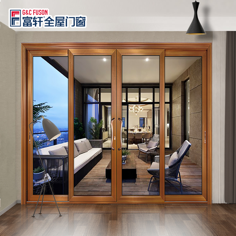 Fuson American Market Aluminium Slide Door Cheap Soundproof Slim Frame Smart Glass Internal Glass Doors For House