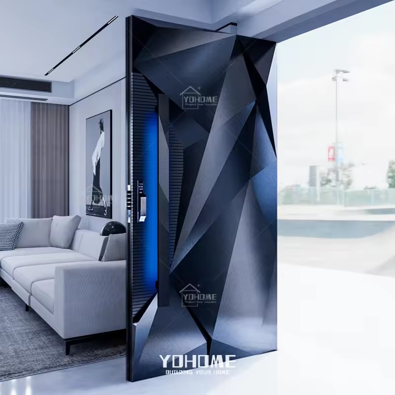American Latest Design Home Residential Project Custom Modern Aluminum Entrance Door Front Entry Door Pivot Door with LED Light