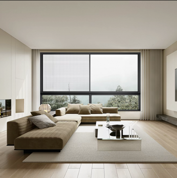 120 Series Horizontal Sliding Window Modern Bathroom Exterior Aluminum Alloy Frame Double Low E Glass