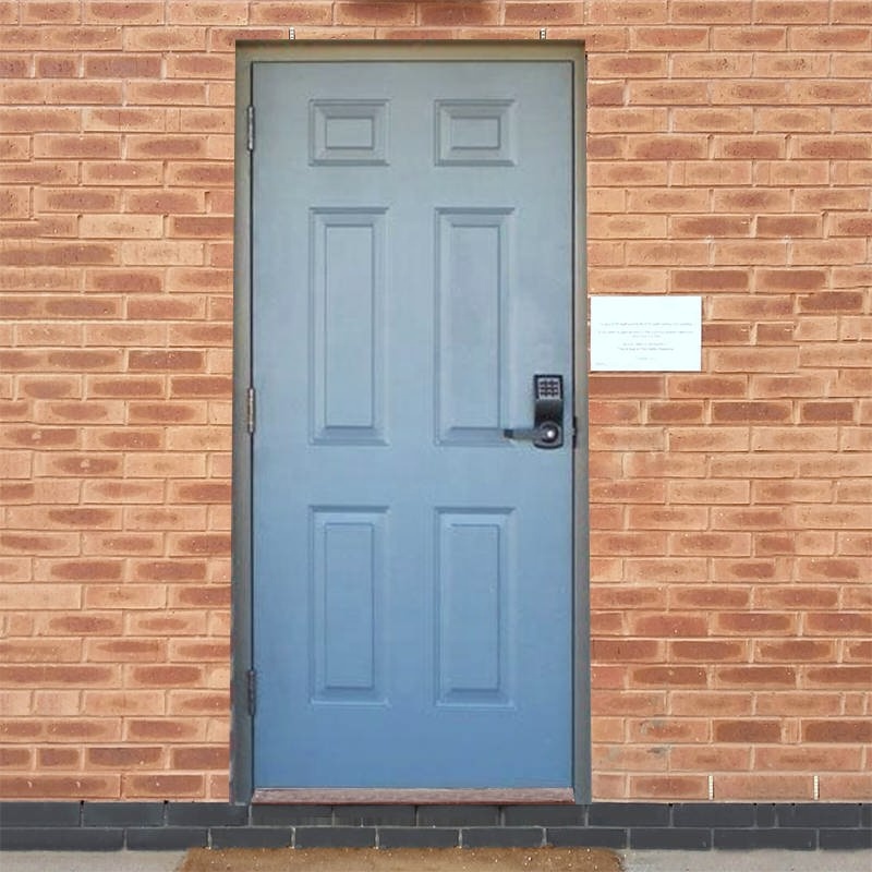 Wh Intertek 90 Mins Fireproof Steel and Glass Door 6 Panel Embossed Hollow Metal Fire Rated Commercial Hospital Modern Finished
