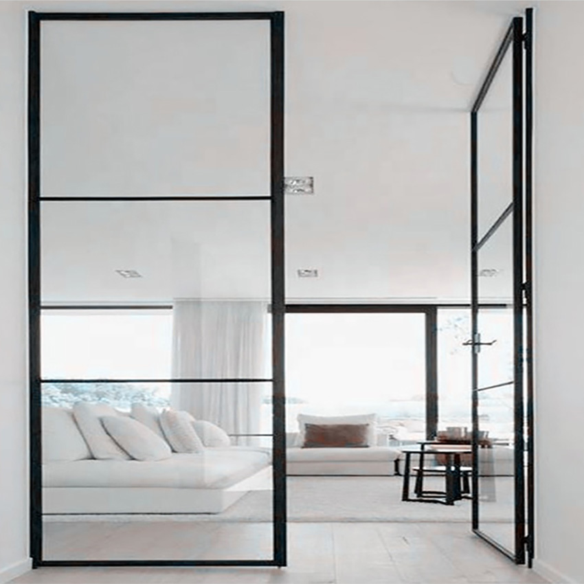 Black Metal Aluminium Material French Patio Interior Iron Glass Crittall Double Swing Sliding Folding Doors