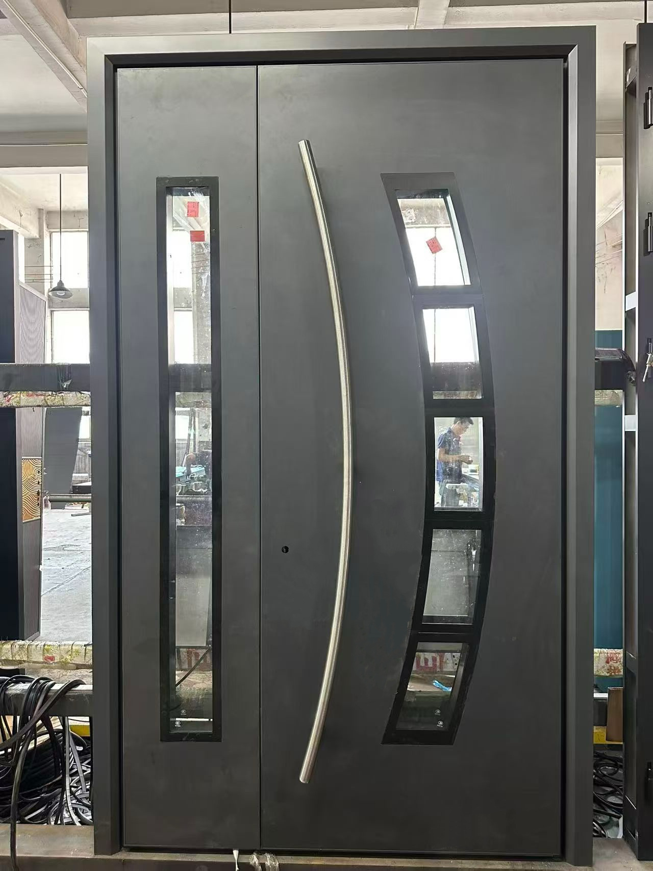 Luxury Smart Entrance Doors Cast Aluminum Metal Single Front Entry Anti Theft Aluminum Alloy Exterior Security Doors