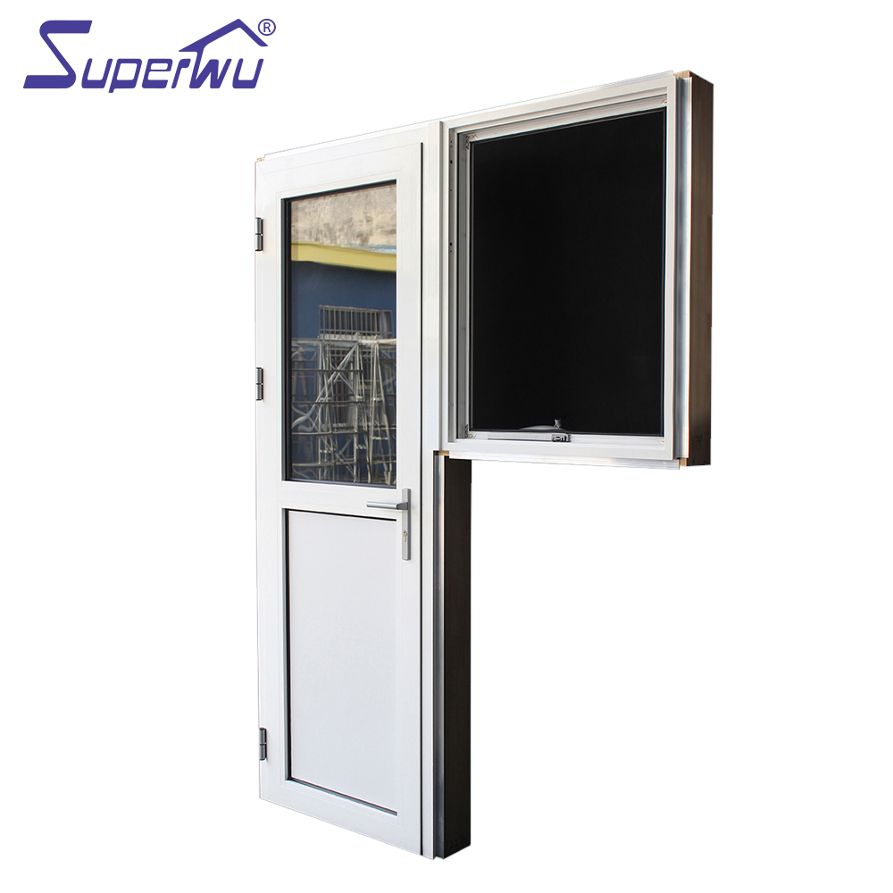 New Design Half Toughened Glass Half Aluminum Panel Hinged Doors Aluminum Glazed French Doors