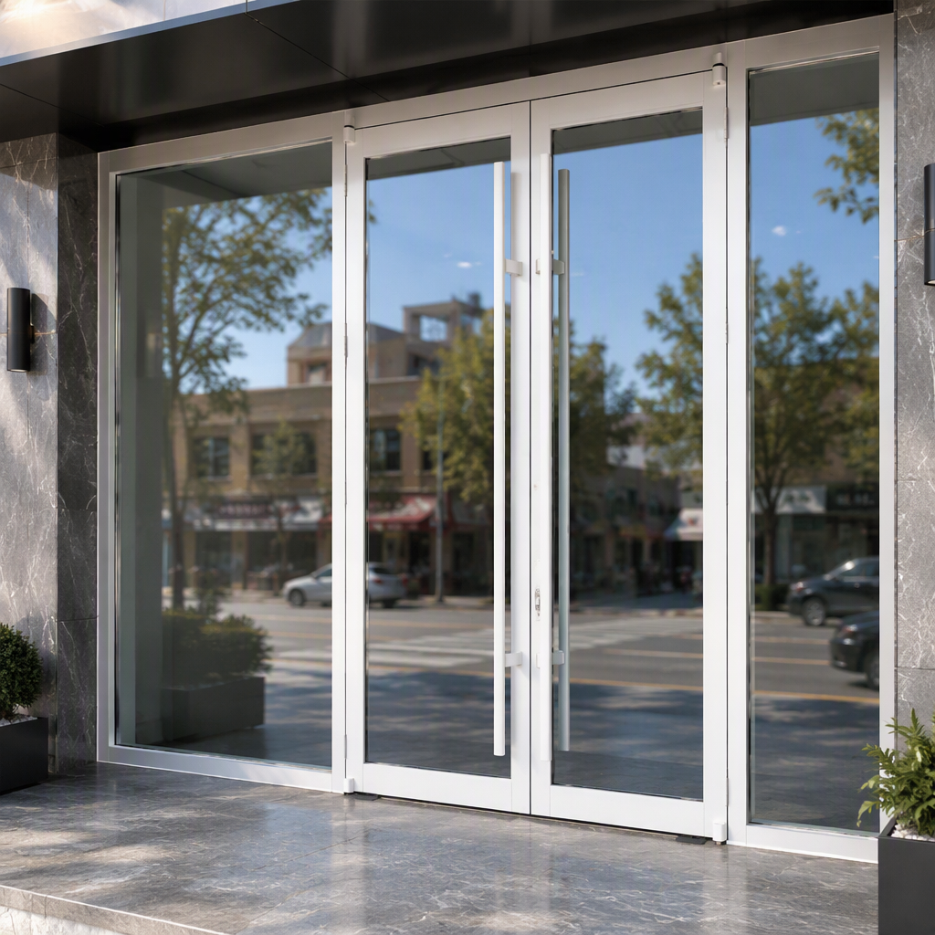 Windproof Exterior Thermal Break Double Front Aluminum Spring Door French Hinged Glass Aluminum Alloy Windproof Modern Door