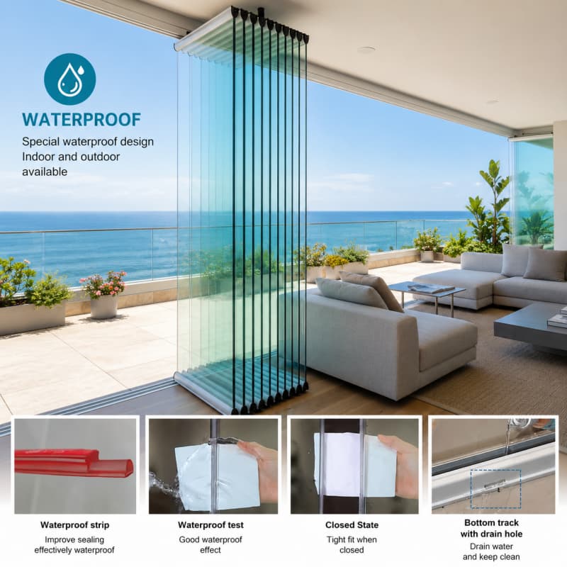 Accordion Folding Glass Door Aluminum Sliding Glass Doors Frameless Folding Glass Doors Accessories Bi-fold Sliding System