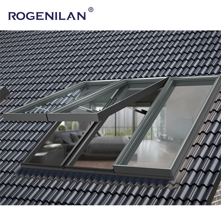Automatic Aluminum Tempered Glazed Skylight Rooflights Residence Thermal Break Roof Electric Awning Windows