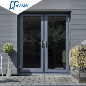 Modern Double Front Entry Wrought Aluminum French Door