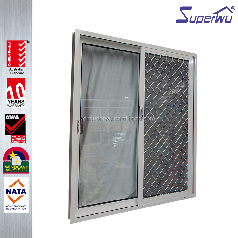 Australian Standard Aluminum White Frame Color Sliding Door Double Glazed with Security Fly Screen Best Price