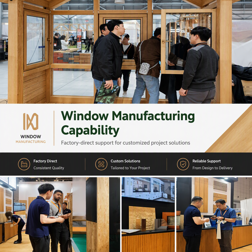 CHAMBROAD Aluminum Wood Composite Window Double Glazed Low-E Glass German Fittings Anti Hurricane CE Certified for Villa