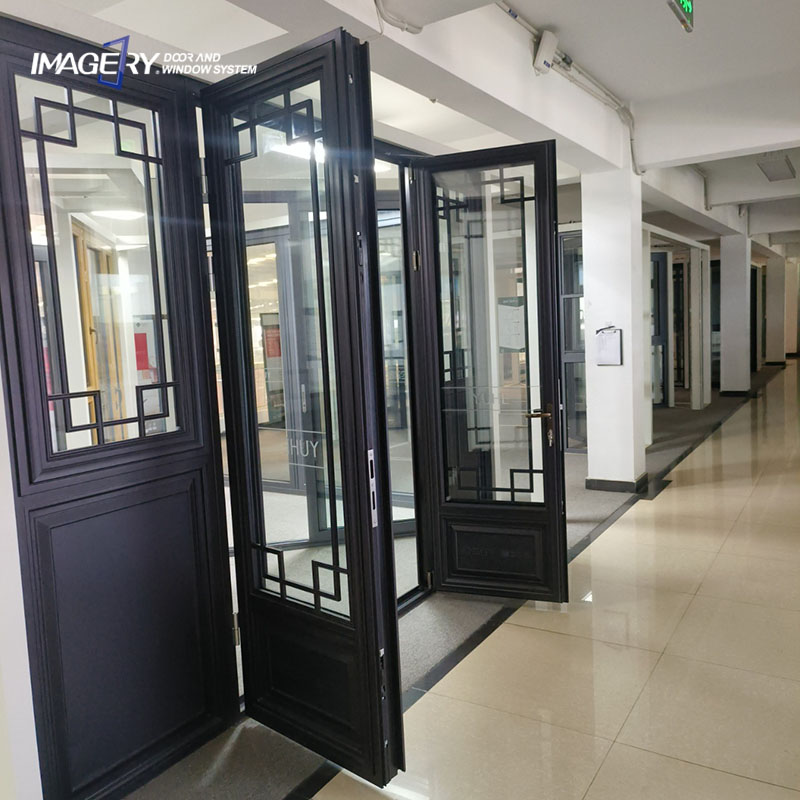 Best Aluminum Double Casement Genuine Antique Glass Doors with Built-in Glass Grilles Design for Sale Manufacturer