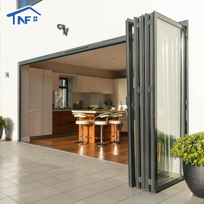 NF Modern Design Aluminum Alloy Interior Glass Bifold Accordion Doors Finished Surface for Hotel Kitchen Use