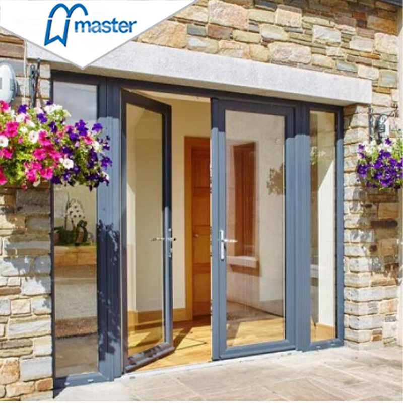 Modern Double Front Entry French Door Designs Wrought Aluminum Patio French Glass Door Metal Double French Door for Villa