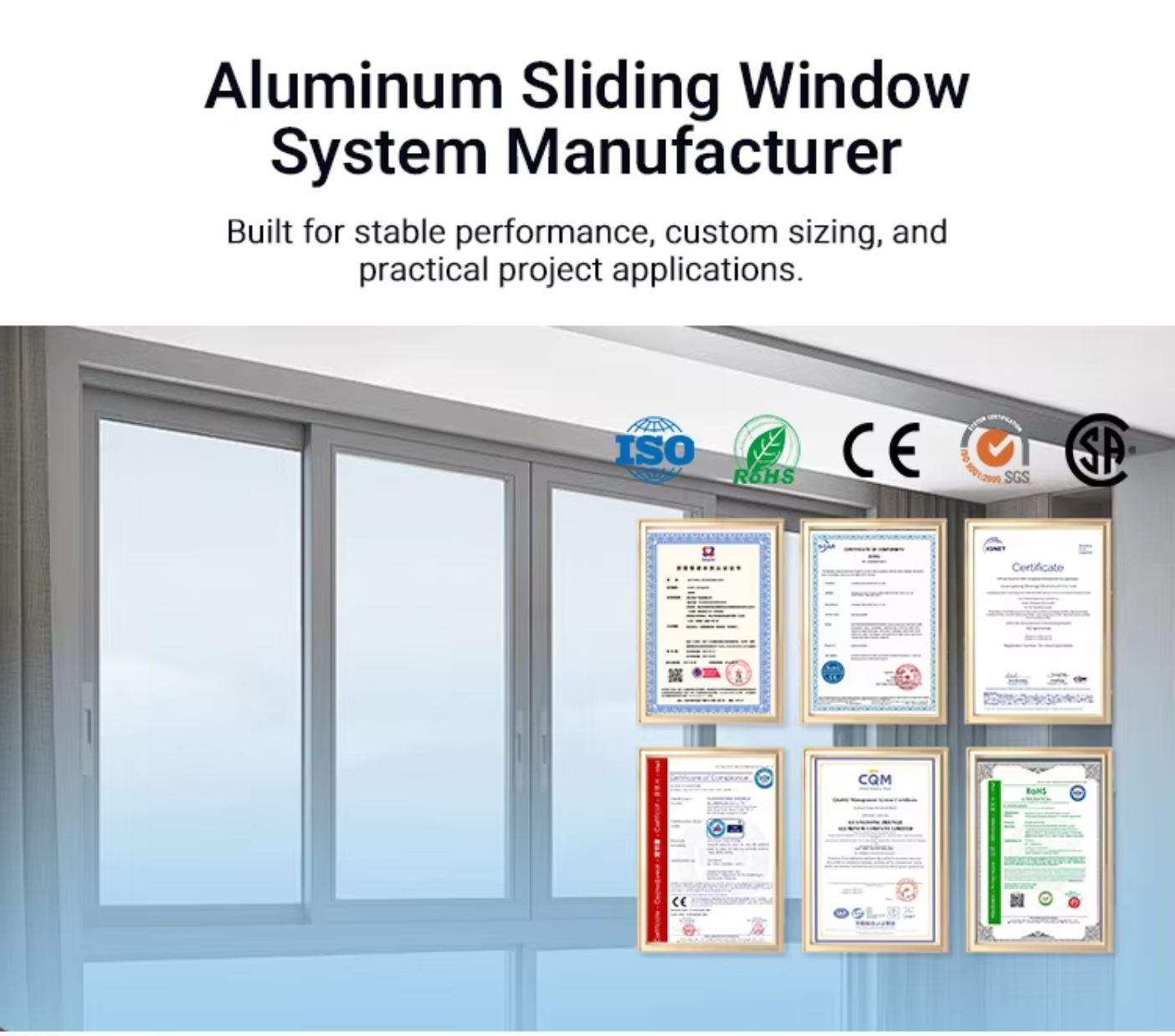 Factory Direct 3 Tracks Hurricane Impact Aluminum Sliding Window Waterproof Double Tempered Glass Security Apartment Balcony