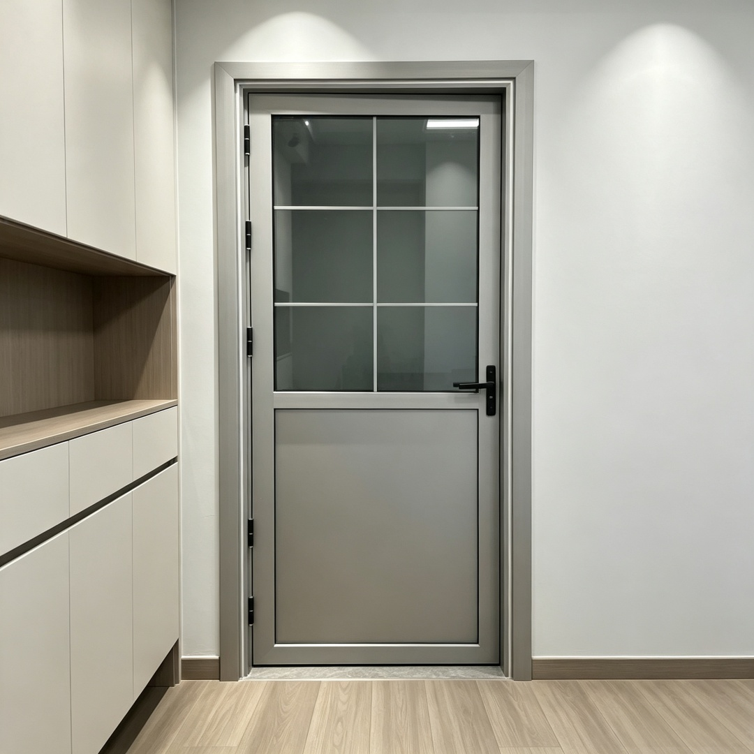 Factory Custom Half Glass Half Panel Aluminum Alloy Swing Door Waterproof Interior Door For Bathroom Home Villa