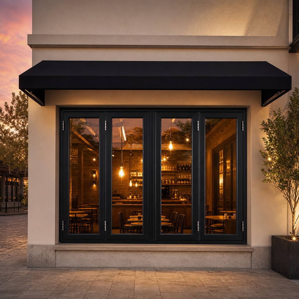 Thermal Break Aluminum Folding Window Multi Panel Stackable Wide Opening for Cafe Balcony