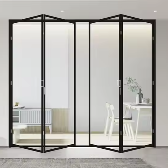 Folding Style Cheap Aluminum Interior Acrylic Folding Door Customize Size Color Accordion Kitchen Livingroom Folding Glass Doors