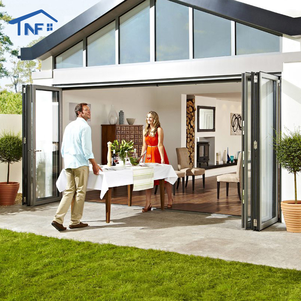 NF Modern Design Aluminum Alloy Interior Glass Bifold Accordion Doors Finished Surface for Hotel Kitchen Use