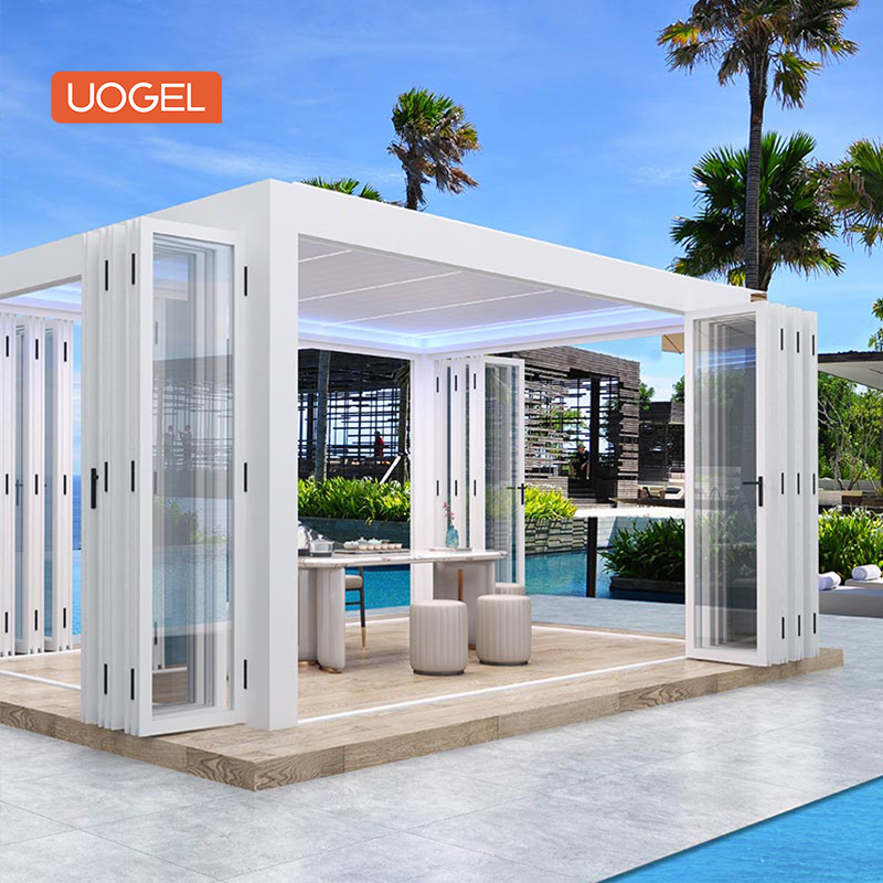 Uogel Custom Size Aluminium Bi-Folding Exterior Glass Bifold Doors US Standards Powder Coated Accordion Folding Design 1 Set