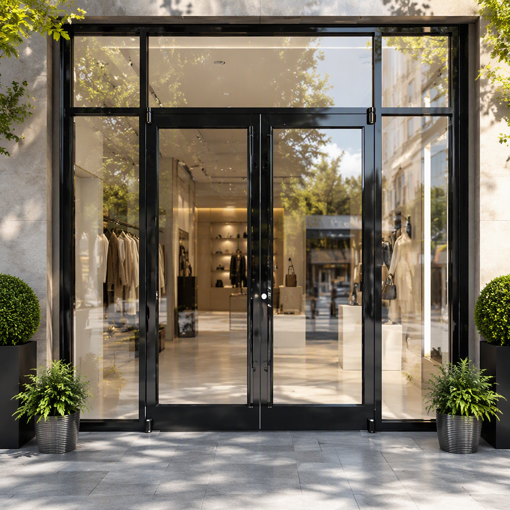 Windproof Exterior Thermal Break Double Front Aluminum Spring Door French Hinged Glass Aluminum Alloy Windproof Modern Door