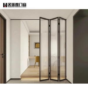 HANNOVER Crystal Folding Partition Door Fire Resistance Design Aluminum Folding Glass Door Accordion Doors Folding for Indoor