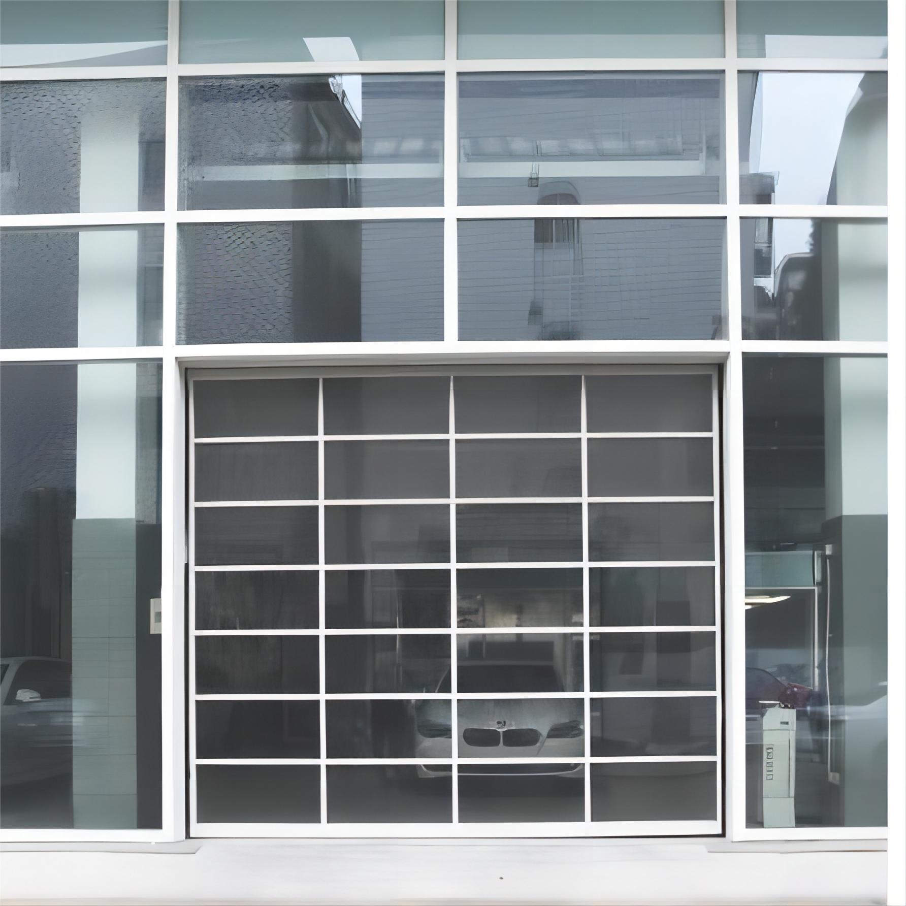 Acrylic Aluminum Clear Garage Door Full View Customized Classic Collection Overhead Sectional Door