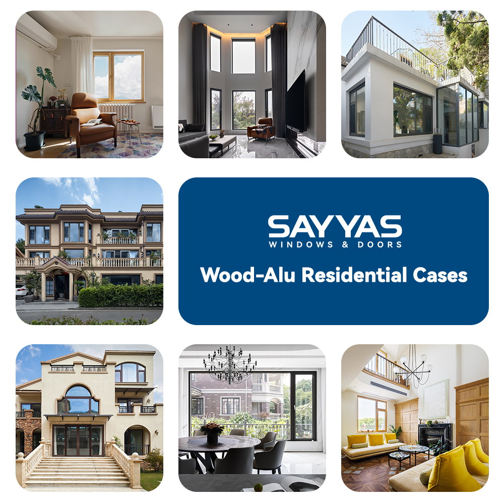 Sayyas Windows P120 Modern Fixed Picture View Passive House Standard Aluminum Clad Wood Window Manufacturer China