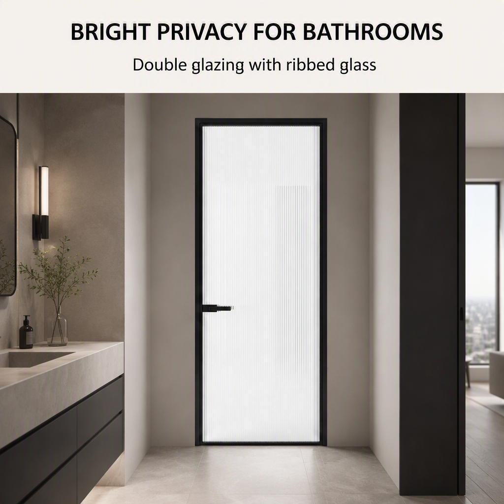 Black Aluminum Magnesium Alloy Bathroom Door Double Glazing Multi-Point Locking Custom Color Modern Shower Partition