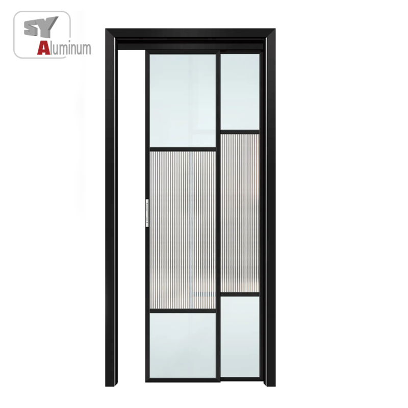 Two Track Two Panel Aluminum PD/PT Door Double-leaf Folding Swing Door Modern Outdoor Exterior Front Entry Slide Door