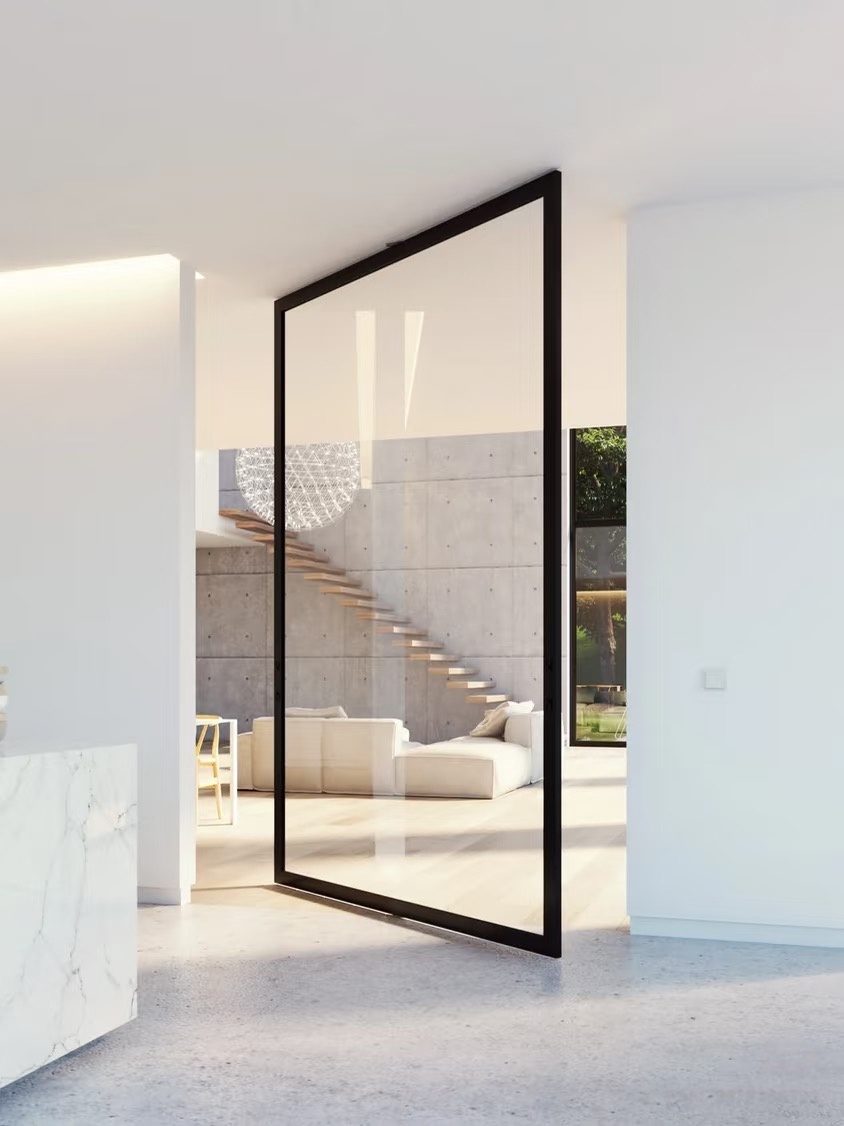 Aluminum Glass Pivot Door Modern Home Main Entrance Security Entry Front Doors
