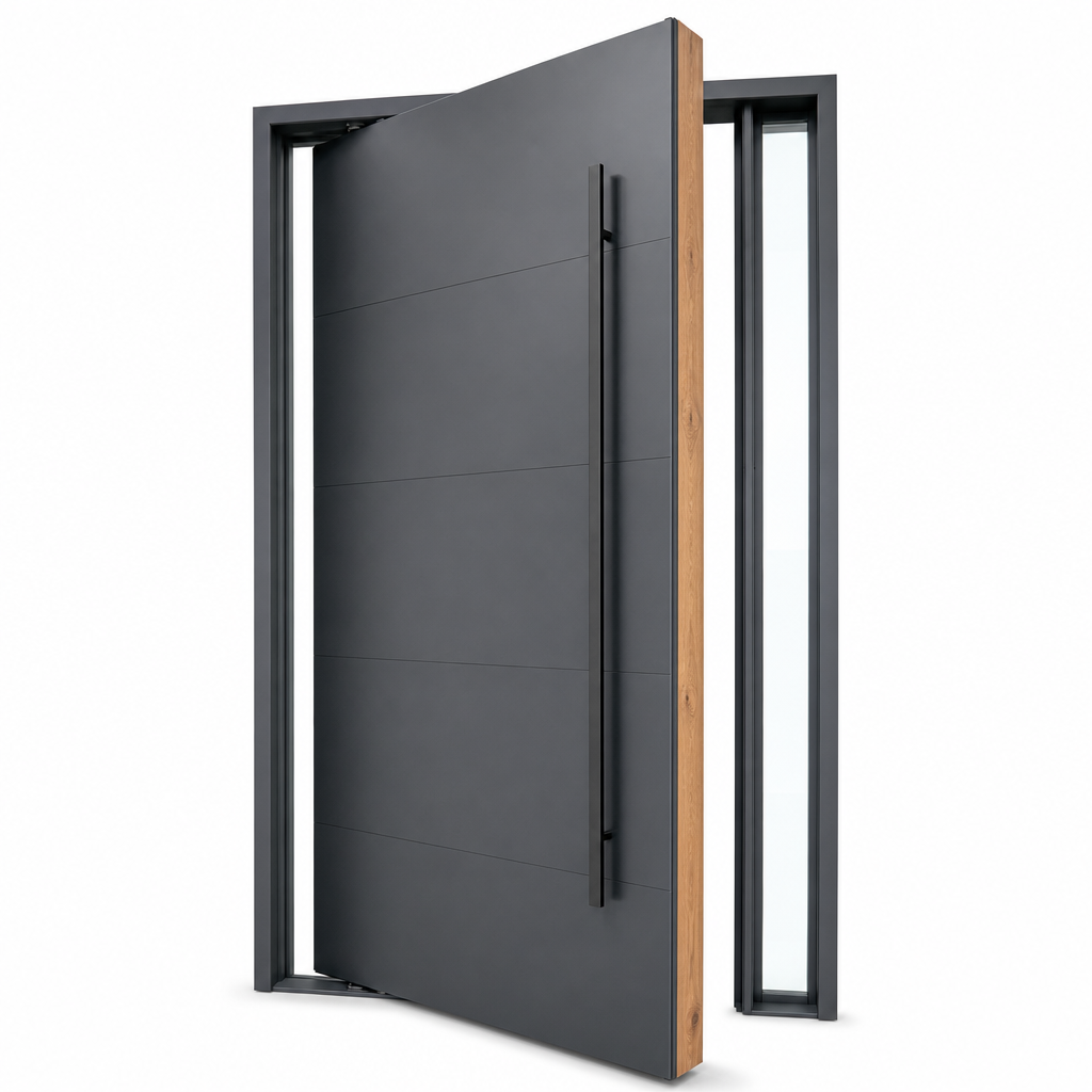 CE Certified Aluminum Clad Wood Pivot Door Solid Core Thermal Break Exterior Entry Door For Modern Villa