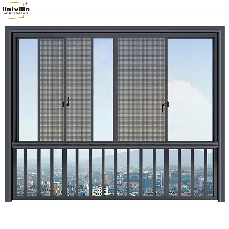 Thermal Break Aluminum Window Energy Efficient Slimline Frame Double Glazed Window OEM RAL Color Customized Side Sliding Window