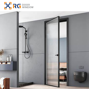 Factory Quality Popular Appearance Aluminum Glass Door Soundproof Double-Layer Glass Interior Door Frameless Aluminum French