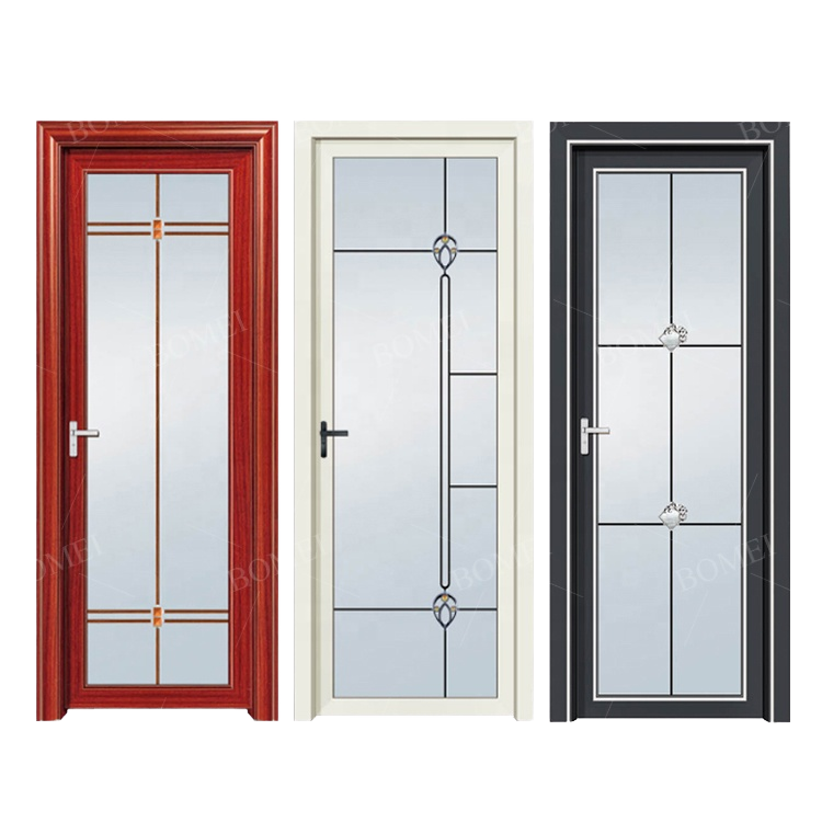 Modern Style 79x32 Aluminum Alloy Tempered Frosted Glass Door Waterproof for Interior Bathroom Use Finished Surface