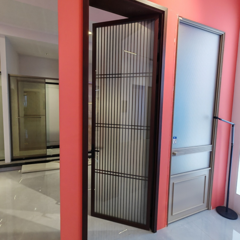 Aluminum Alloy Double-Layer Glass Fiberglass Side Opening Door Ultra-Narrow Minimalist Design Fireproof Soundproof Kitchen