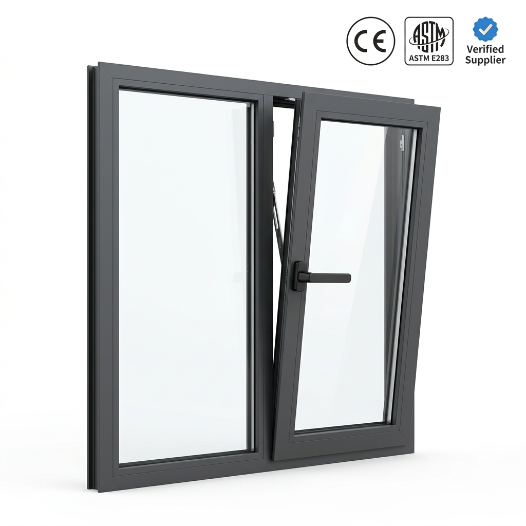 Casement Window for Balcony Terrace Aluminium Double Glazed Side Hung Glass Windows for Modern Villa House