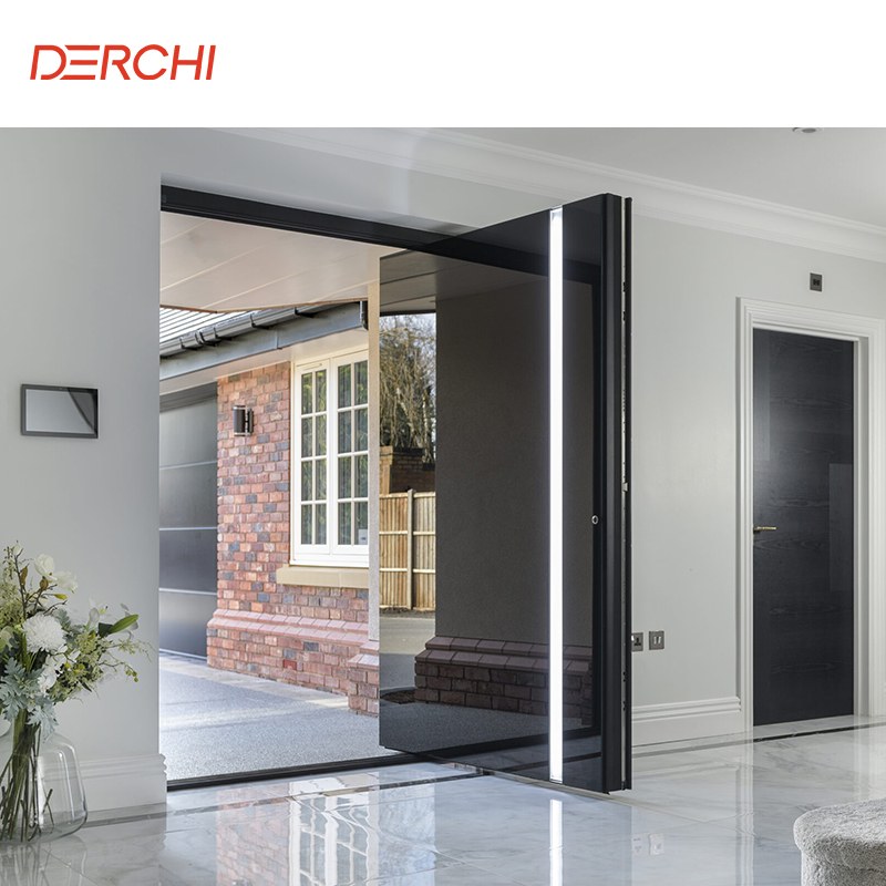 DERCHI Luxury Design Stainless Steel Entrance Door Exterior Security Front Pivot Door Modern Entry Grey Aluminum Pivot Door