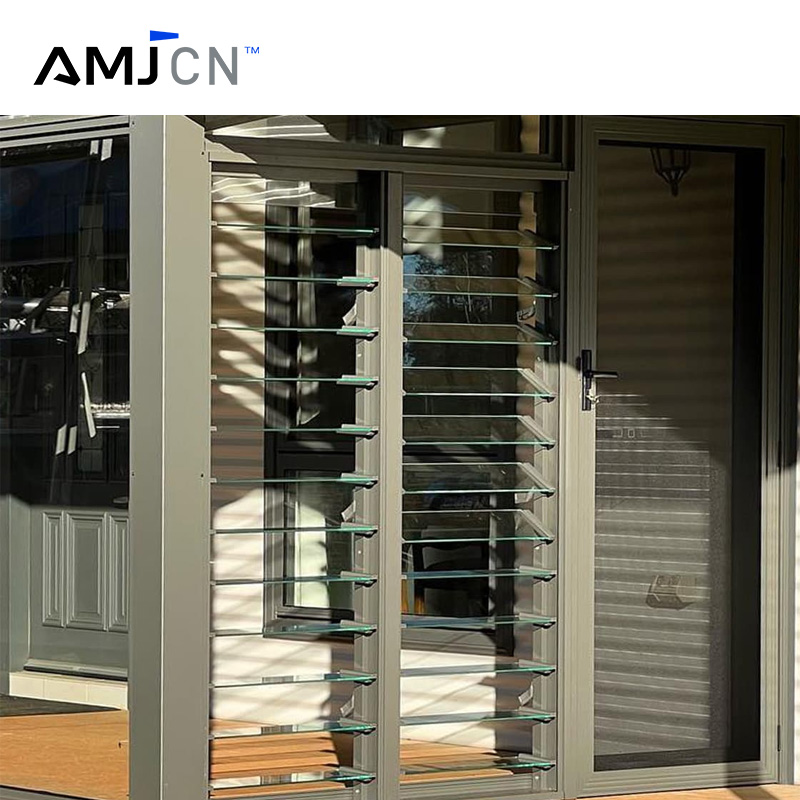 AMJ Custom Manufacturer Louvered Windows Aluminum Frame Adjustable Glass Louver Windows Aluminium Louvre Shutter Window
