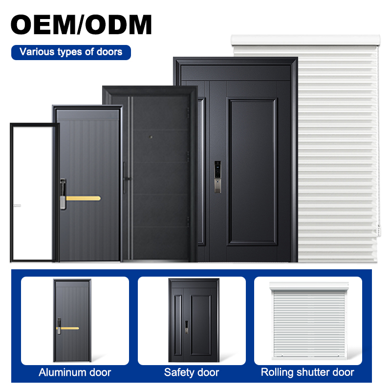 Modern Burglarproof Residential Aluminum Entry Exterior Entrance Doors Security Front Double Pivot Doors With Glass for Home