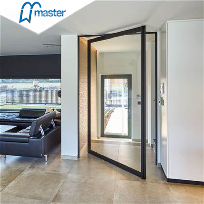 Modern Home Main Entrance Security Entry Front Doors Aluminum Patio Bi Folding Metallic Aluminum Glass Pivot Door