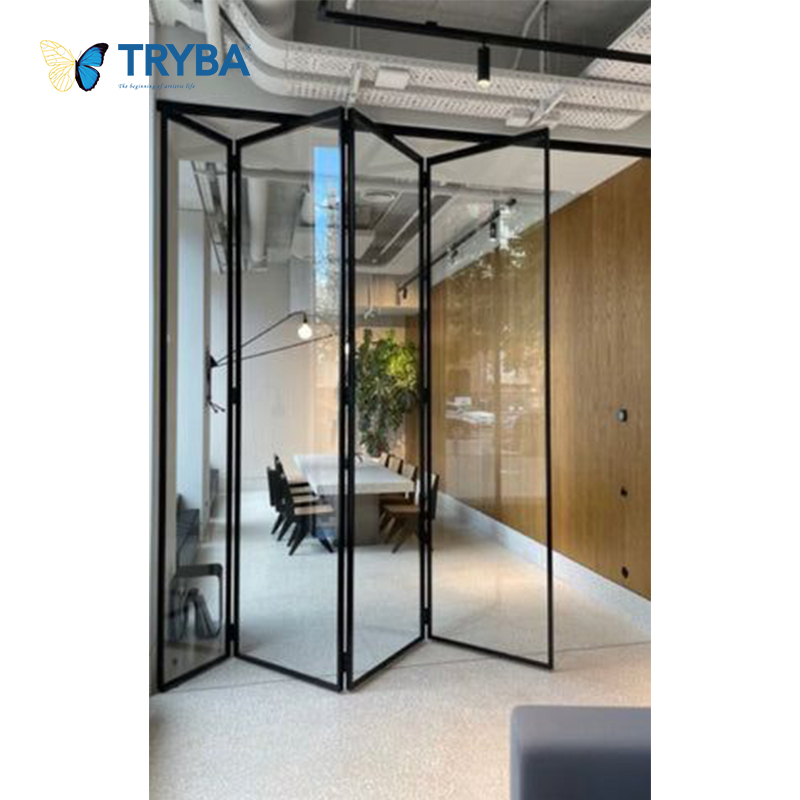 Modern Design Outdoor Aluminum Folding Patio Doors Economic Accordion Style with Multi-Locking Vertical Bi-Fold Screen