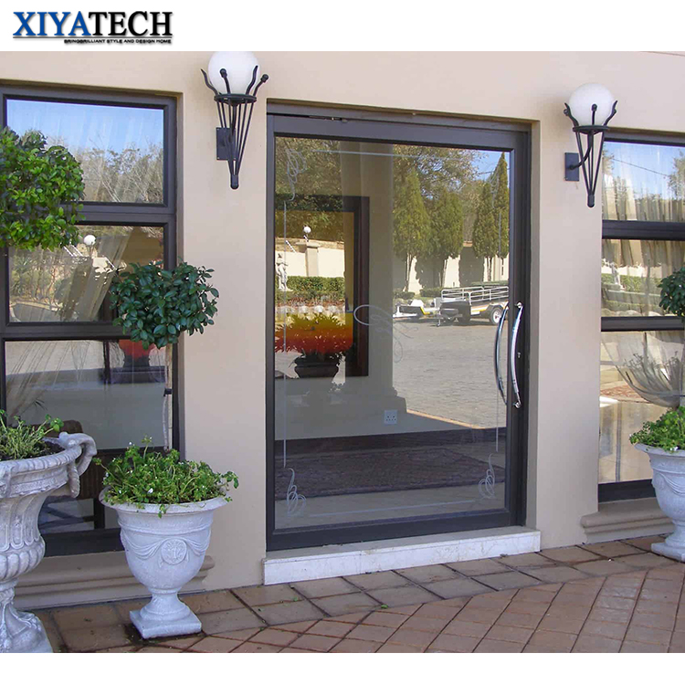 XIYATECH Pivot Door Supplier Entrance Security Exterior Mian Door Aluminium Profile Custom Tempered Glass