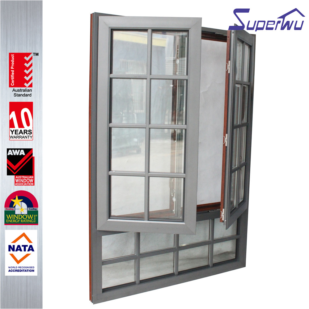 SUPERWU High Quality Swing windows for Sale European Style Aluminium French Window for Hurricane case Low E Glass