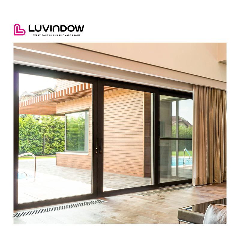 America Standard Super Large Sliding Glass Doors Aluminum Frame Triple Glass Stacking Lift Sliding Doors